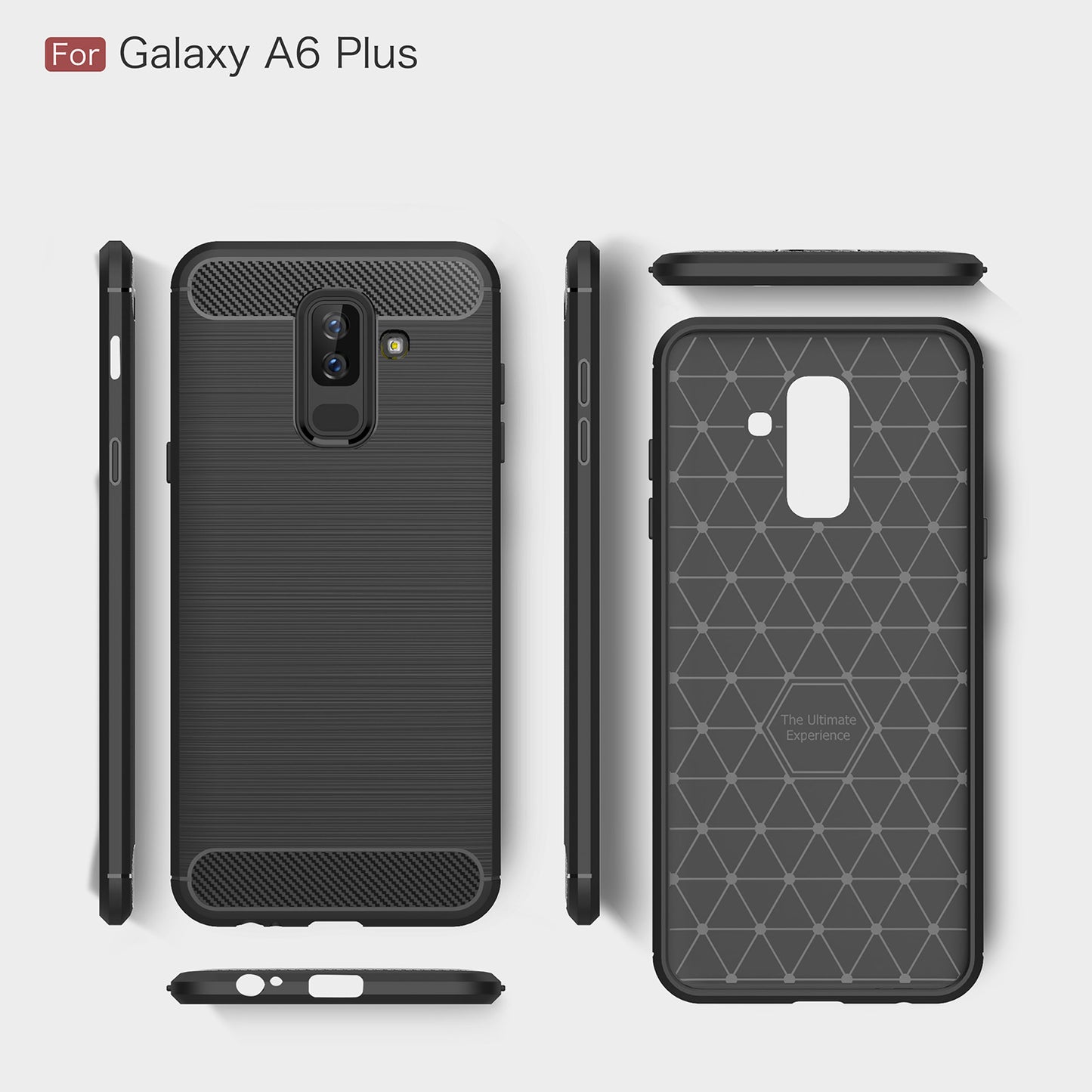 Kuori Samsung Galaxy A6 Plus (2018) A605:lle, Techsuit, Hiili, Musta