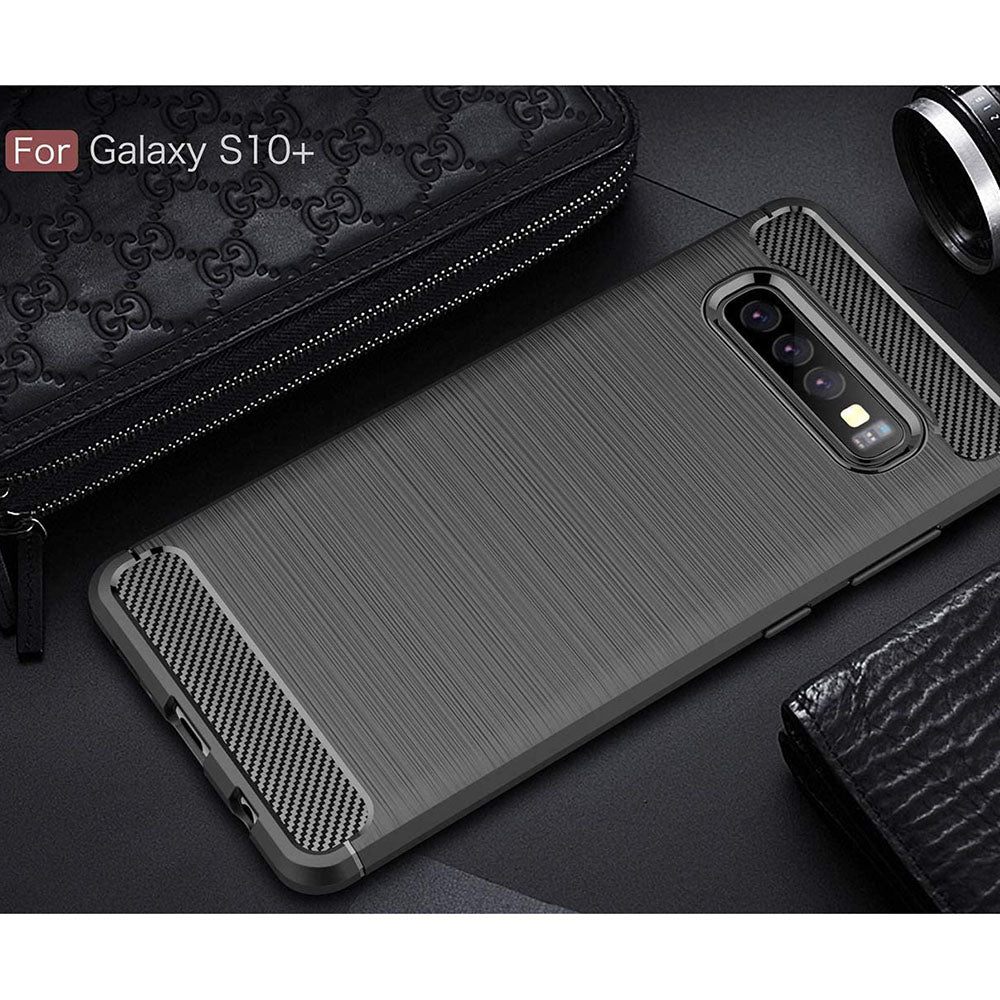 Kuori Samsung Galaxy S10+ G975:lle, Techsuit, Hiili, Musta
