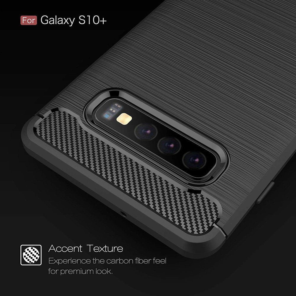 Kuori Samsung Galaxy S10+ G975:lle, Techsuit, Hiili, Musta