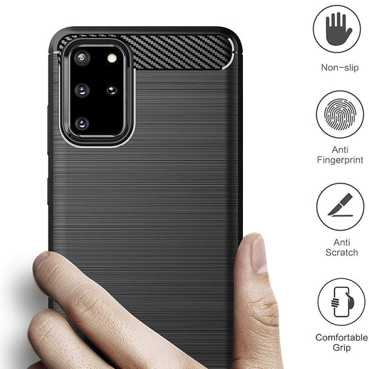 Kuori Samsung Galaxy S20+ 5G G986 / S20+ G985:lle, Techsuit, Hiili, Musta