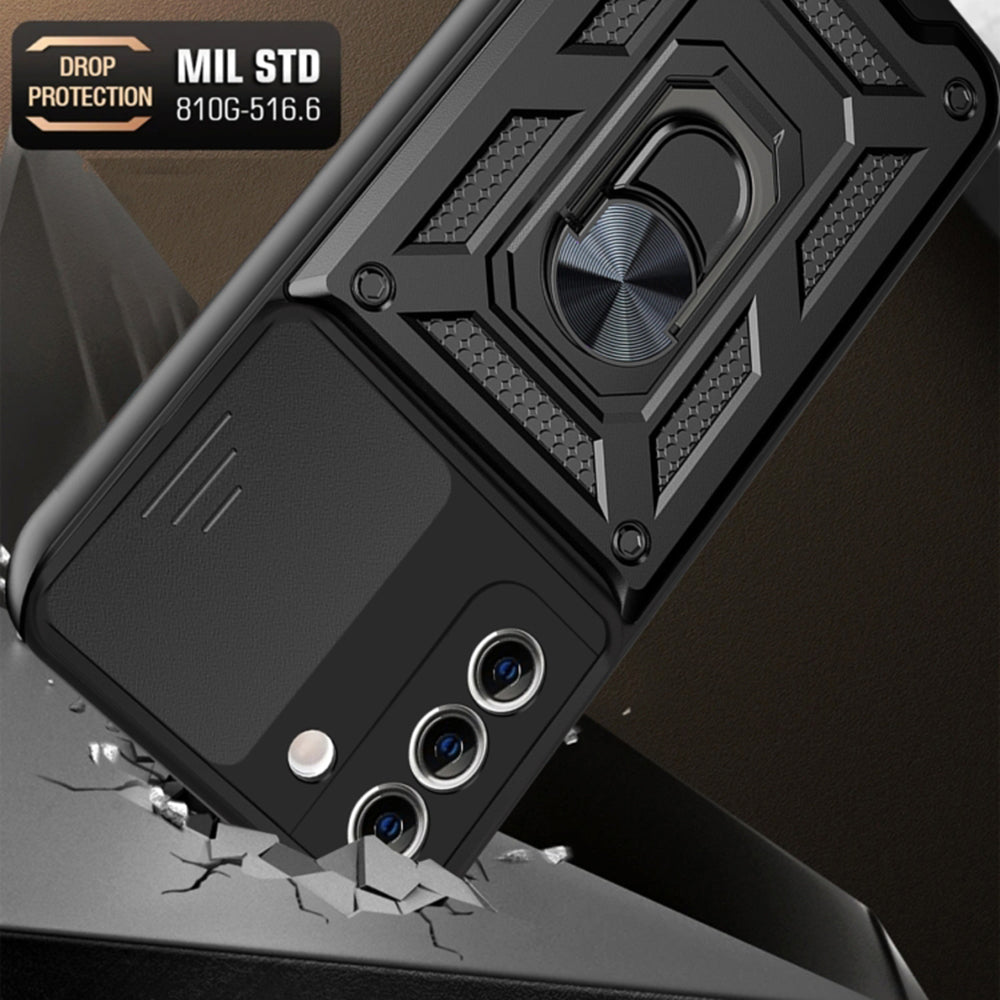 Kuori Samsung Galaxy S21+ 5G G996:lle, Techsuit, CamShield, Musta