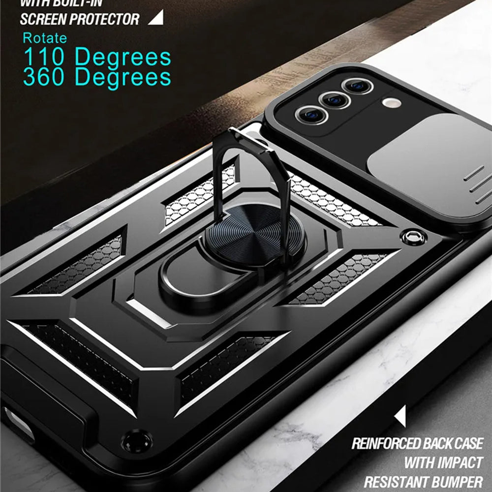 Kuori Samsung Galaxy S21+ 5G G996:lle, Techsuit, CamShield, Musta