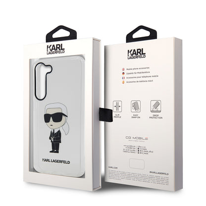 Kotelo Samsung Galaxy S23+ S916:lle, Karl Lagerfeld, Ikonik Karl, Läpinäkyvä