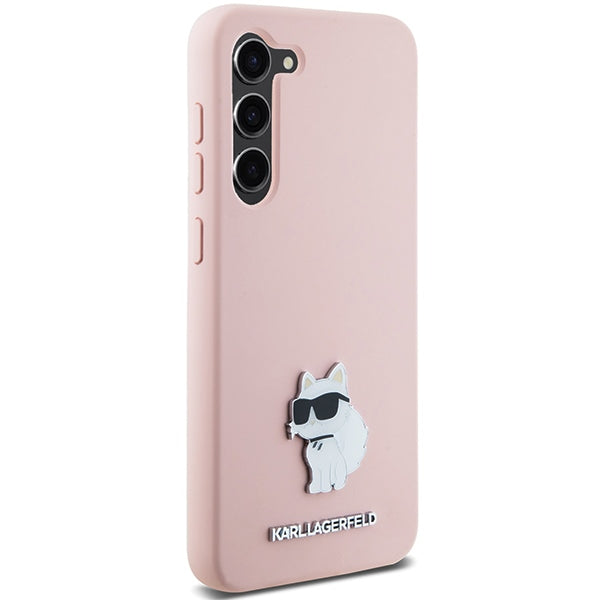 Kotelo Samsung Galaxy S23+ S916:lle, Karl Lagerfeld, Silicone Choupette Metal, Pinkki