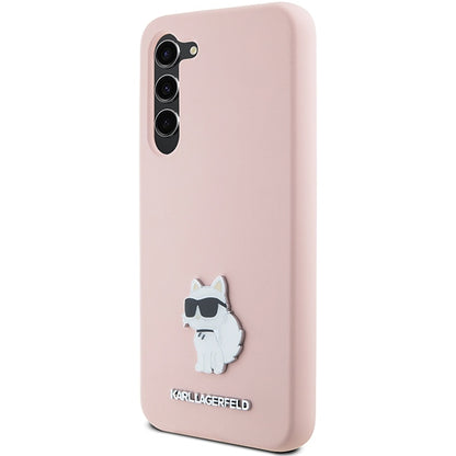 Kotelo Samsung Galaxy S23+ S916:lle, Karl Lagerfeld, Silicone Choupette Metal, Pinkki