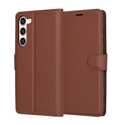 Kuori Samsung Galaxy S23+ S916:lle, Techsuit, nahkainen folio, ruskea