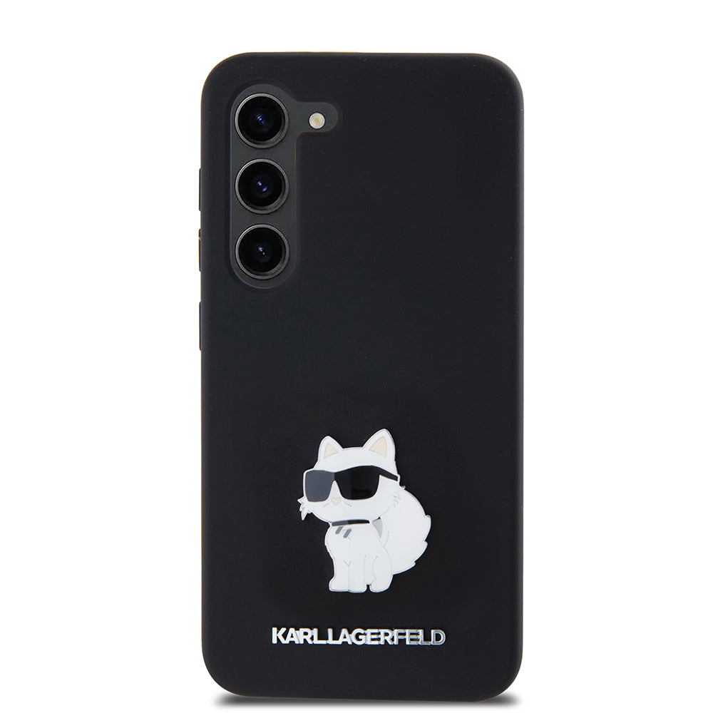 Suojakotelo Samsung Galaxy S23 S911:lle, Karl Lagerfeld, Silicone Choupette Metal, Musta