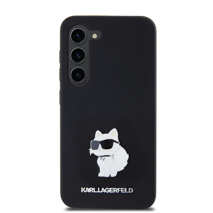 Suojakotelo Samsung Galaxy S23 S911:lle, Karl Lagerfeld, Silicone Choupette Metal, Musta