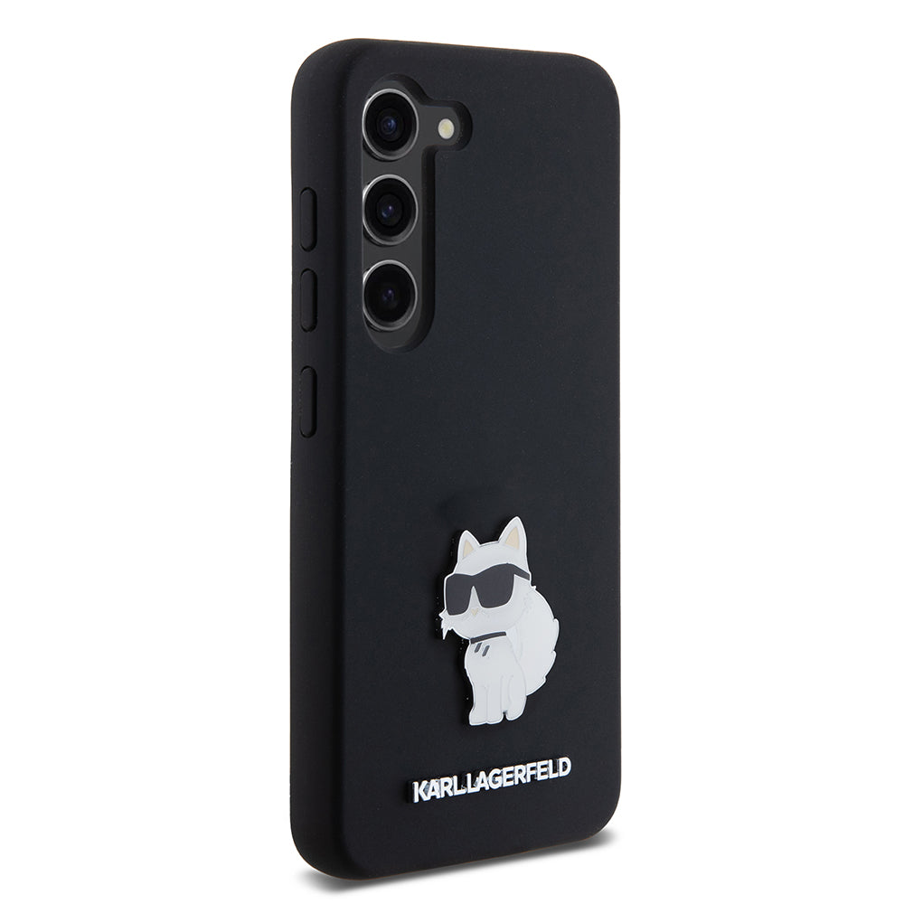 Suojakotelo Samsung Galaxy S23 S911:lle, Karl Lagerfeld, Silicone Choupette Metal, Musta