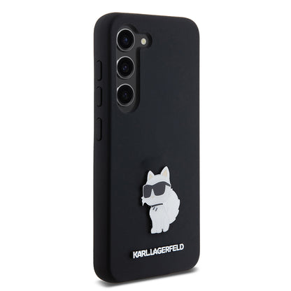 Suojakotelo Samsung Galaxy S23 S911:lle, Karl Lagerfeld, Silicone Choupette Metal, Musta
