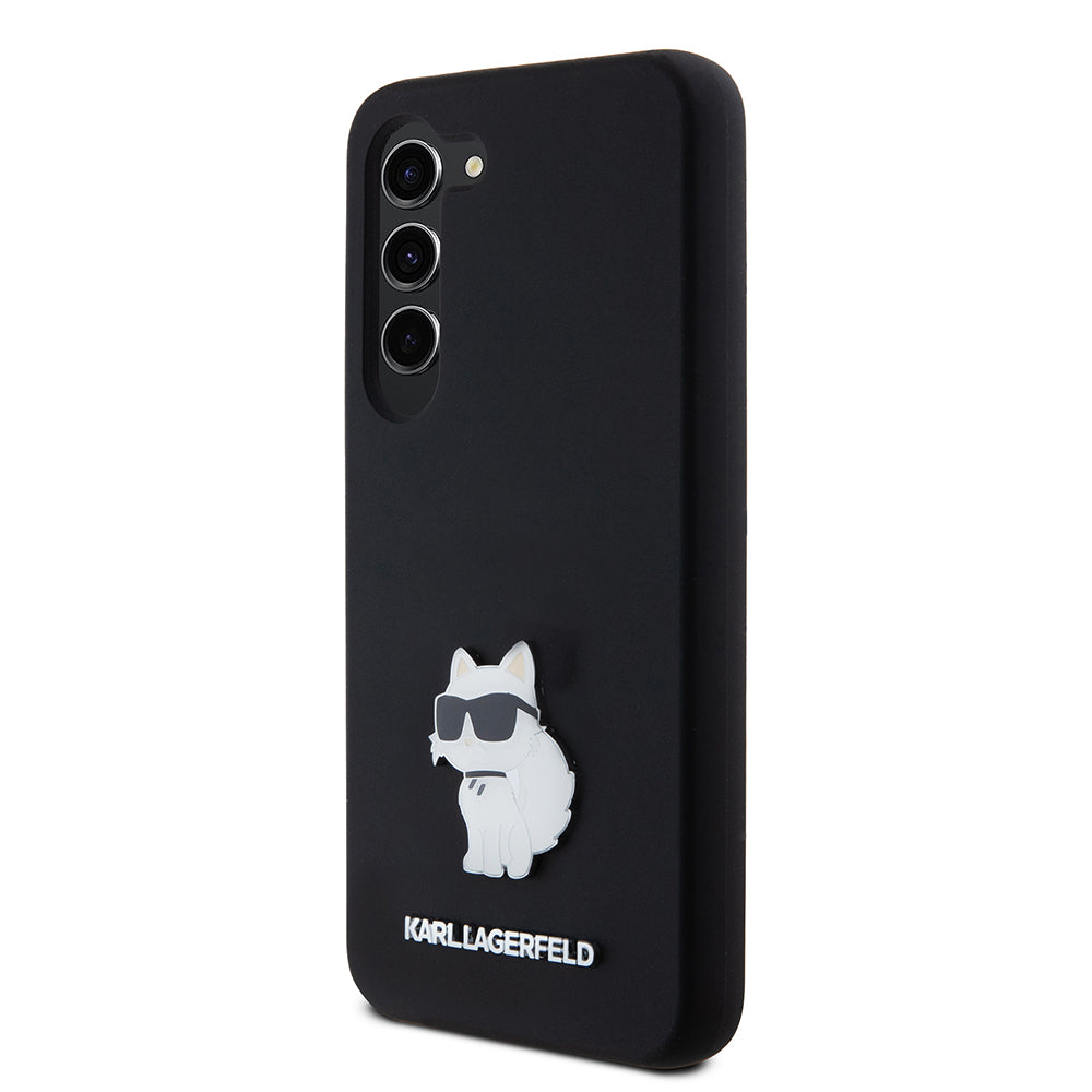 Suojakotelo Samsung Galaxy S23 S911:lle, Karl Lagerfeld, Silicone Choupette Metal, Musta