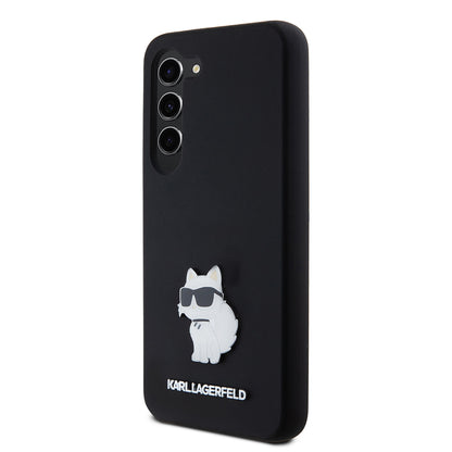 Suojakotelo Samsung Galaxy S23 S911:lle, Karl Lagerfeld, Silicone Choupette Metal, Musta