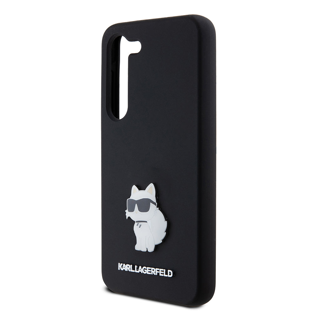Suojakotelo Samsung Galaxy S23 S911:lle, Karl Lagerfeld, Silicone Choupette Metal, Musta