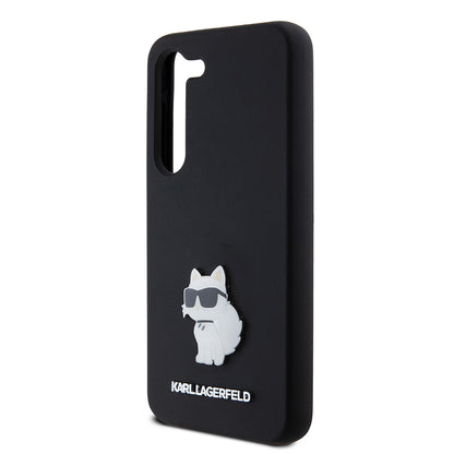 Suojakotelo Samsung Galaxy S23 S911:lle, Karl Lagerfeld, Silicone Choupette Metal, Musta