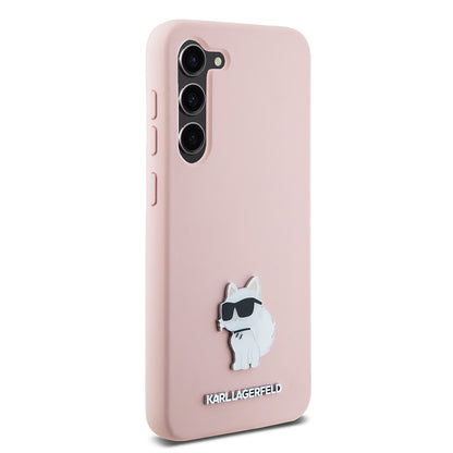 Kotelo Samsung Galaxy S23 S911:lle, Karl Lagerfeld, Silicone Choupette Metal, Pinkki