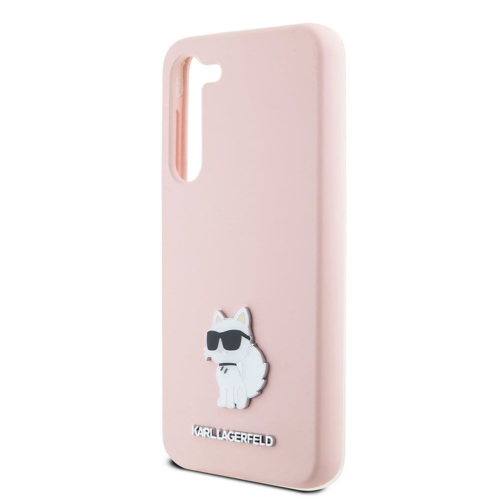 Kotelo Samsung Galaxy S23 S911:lle, Karl Lagerfeld, Silicone Choupette Metal, Pinkki