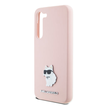Kotelo Samsung Galaxy S23 S911:lle, Karl Lagerfeld, Silicone Choupette Metal, Pinkki