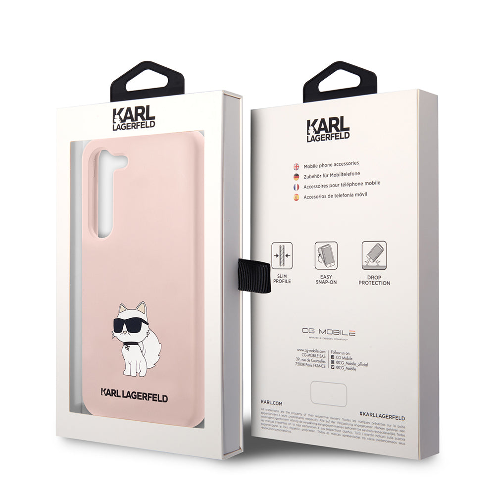 Kotelo Samsung Galaxy S23 S911:lle, Karl Lagerfeld, Silicone Choupette, Pinkki