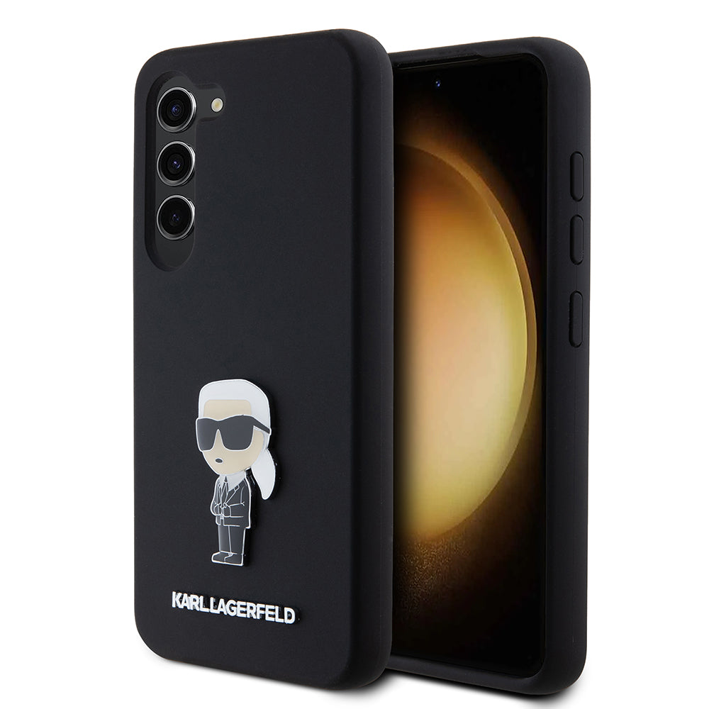 Suojakotelo Samsung Galaxy S23 S911:lle, Karl Lagerfeld, Silicone Ikonik Karl Metal, Musta