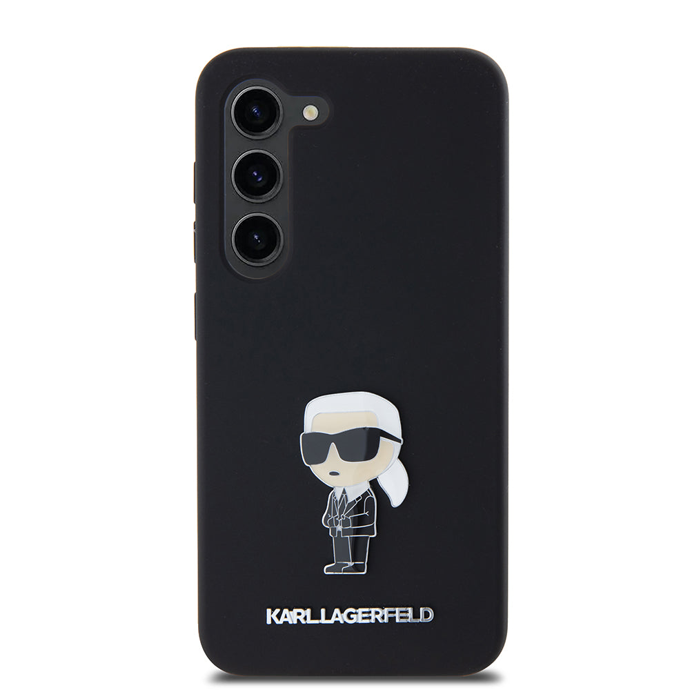 Suojakotelo Samsung Galaxy S23 S911:lle, Karl Lagerfeld, Silicone Ikonik Karl Metal, Musta