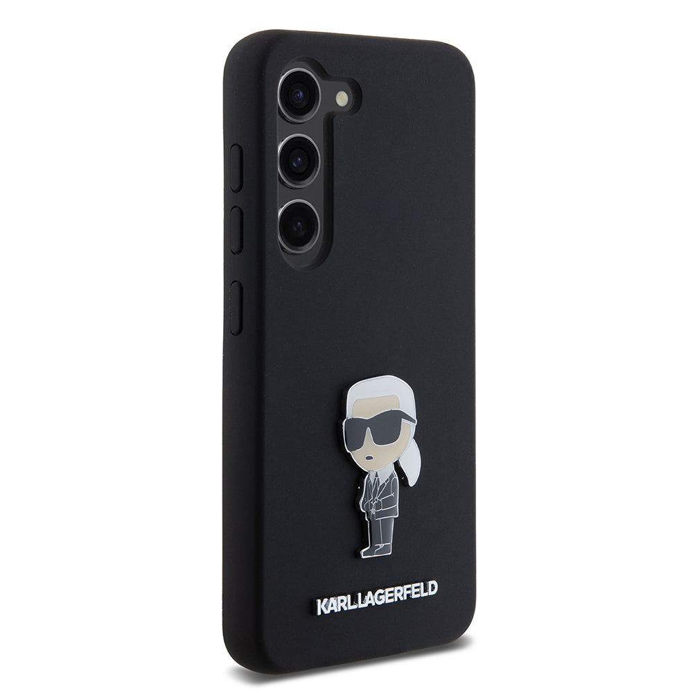 Suojakotelo Samsung Galaxy S23 S911:lle, Karl Lagerfeld, Silicone Ikonik Karl Metal, Musta