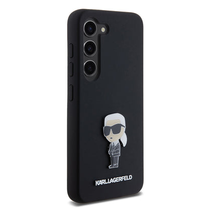 Suojakotelo Samsung Galaxy S23 S911:lle, Karl Lagerfeld, Silicone Ikonik Karl Metal, Musta