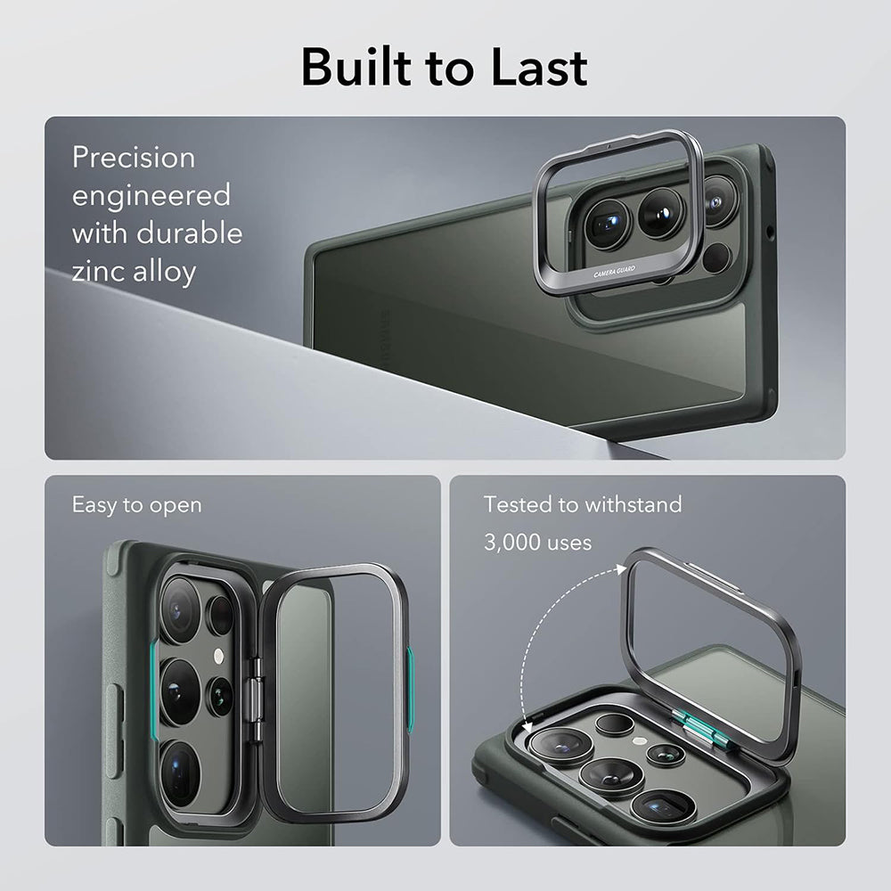 Suojakotelo Samsung Galaxy S23 Ultra S918:lle, ESR, Classic Kickstand, Läpinäkyvä Vihreä