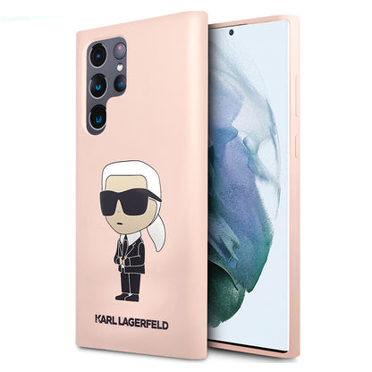 Kotelo Samsung Galaxy S23 Ultra S918:lle, Karl Lagerfeld, Silicone Ikonik Karl, Pinkki
