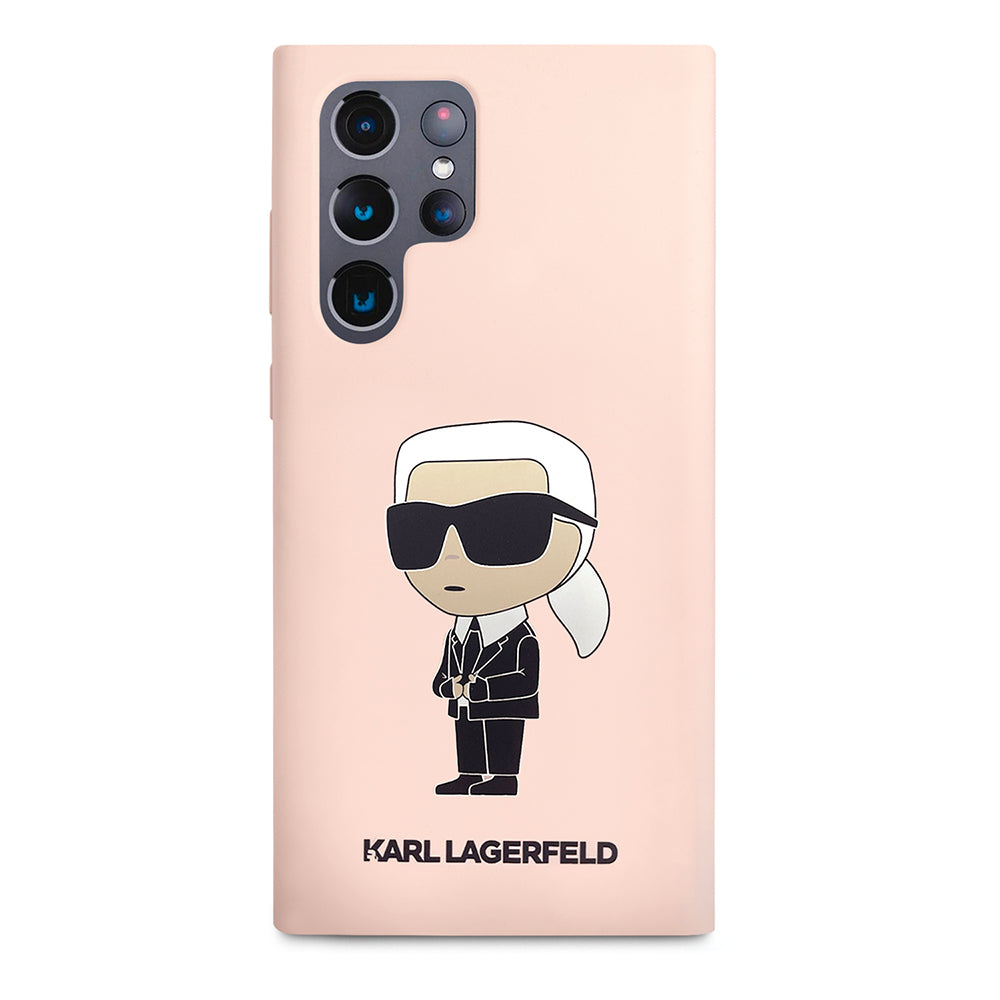 Kotelo Samsung Galaxy S23 Ultra S918:lle, Karl Lagerfeld, Silicone Ikonik Karl, Pinkki
