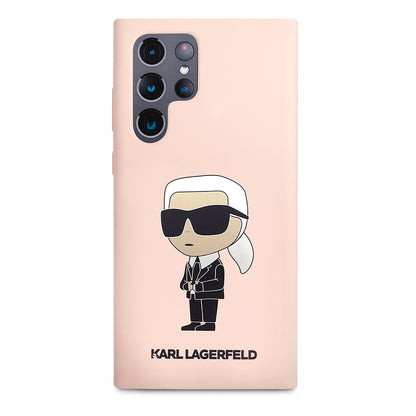 Kotelo Samsung Galaxy S23 Ultra S918:lle, Karl Lagerfeld, Silicone Ikonik Karl, Pinkki