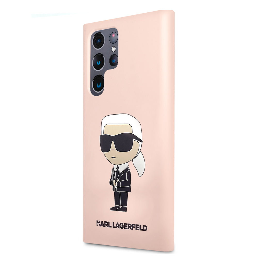 Kotelo Samsung Galaxy S23 Ultra S918:lle, Karl Lagerfeld, Silicone Ikonik Karl, Pinkki