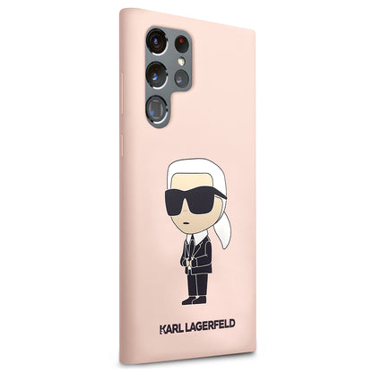 Kotelo Samsung Galaxy S23 Ultra S918:lle, Karl Lagerfeld, Silicone Ikonik Karl, Pinkki