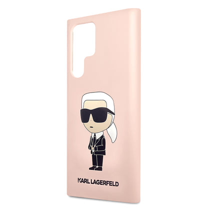 Kotelo Samsung Galaxy S23 Ultra S918:lle, Karl Lagerfeld, Silicone Ikonik Karl, Pinkki
