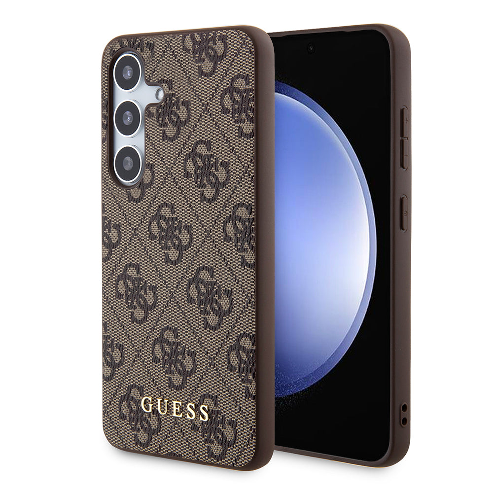 Kotelo Samsung Galaxy S24+ S926:lle, Guess, 4G Metal Gold Logo, Ruskea