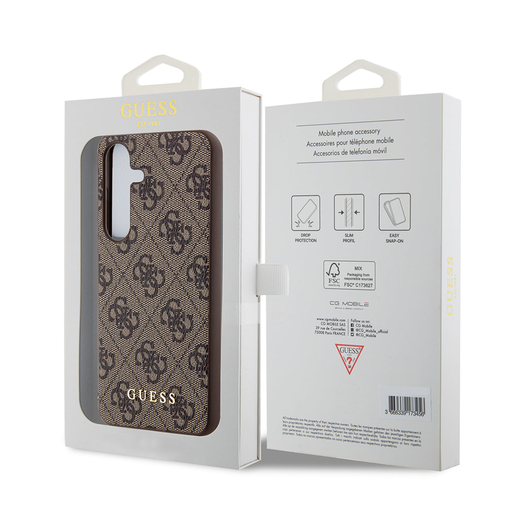 Kotelo Samsung Galaxy S24+ S926:lle, Guess, 4G Metal Gold Logo, Ruskea
