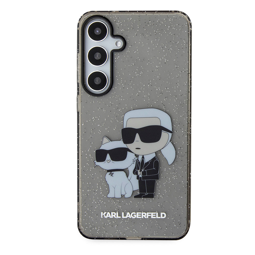 Kotelo Samsung Galaxy S24+ S926:lle, Karl Lagerfeld, Glitter Karl & Choupette, Sininen
