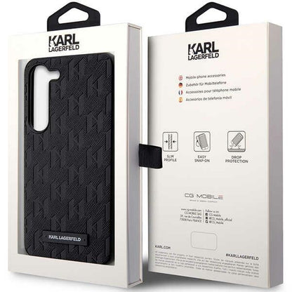 Kotelo Samsung Galaxy S24+ S926:lle, Karl Lagerfeld, Saffiano Monogram Metal Logo, Musta