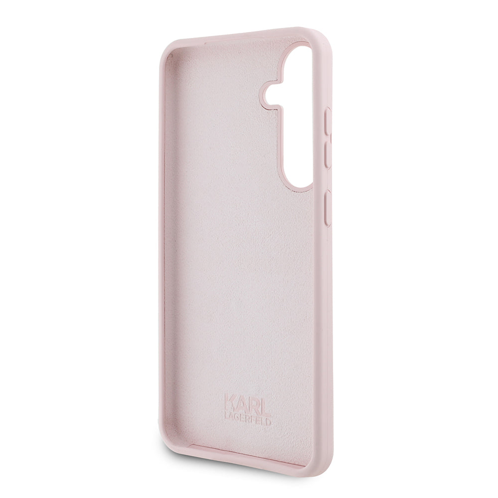 Suojakotelo Samsung Galaxy S24+ S926:lle, Karl Lagerfeld, Silicone Choupette Metal, Pinkki
