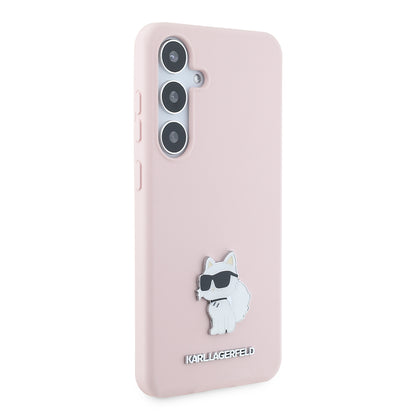 Suojakotelo Samsung Galaxy S24+ S926:lle, Karl Lagerfeld, Silicone Choupette Metal, Pinkki