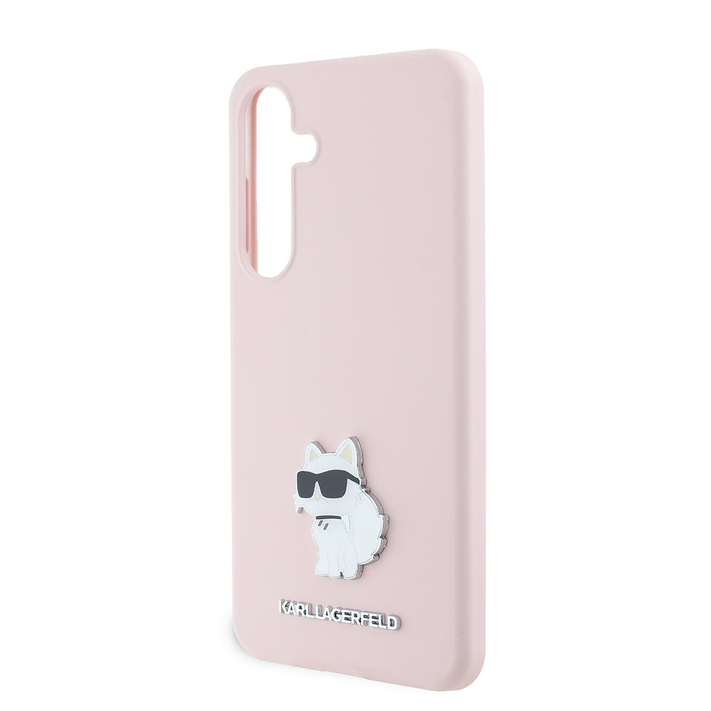 Suojakotelo Samsung Galaxy S24+ S926:lle, Karl Lagerfeld, Silicone Choupette Metal, Pinkki