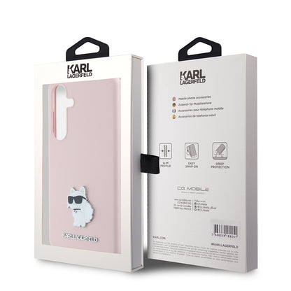 Suojakotelo Samsung Galaxy S24+ S926:lle, Karl Lagerfeld, Silicone Choupette Metal, Pinkki