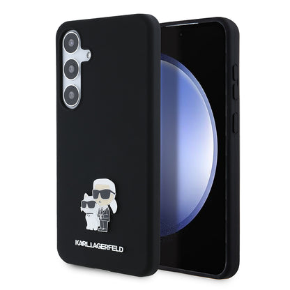 Kotelo Samsung Galaxy S24+ S926:lle, Karl Lagerfeld, Silicone Karl & Choupette Metal, Musta