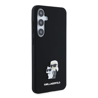 Kotelo Samsung Galaxy S24+ S926:lle, Karl Lagerfeld, Silicone Karl & Choupette Metal, Musta