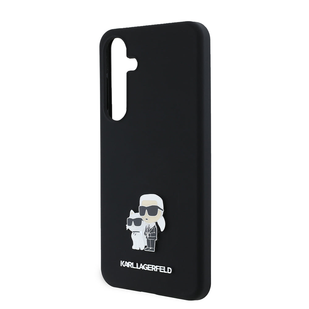 Kotelo Samsung Galaxy S24+ S926:lle, Karl Lagerfeld, Silicone Karl & Choupette Metal, Musta