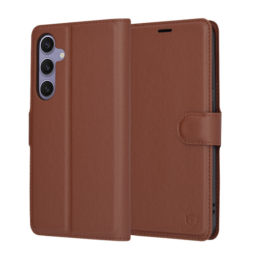 Kuori Samsung Galaxy S24+ S926:lle, Techsuit, nahkainen folio, ruskea