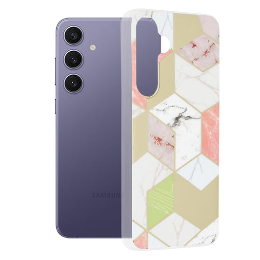 Kuori Samsung Galaxy S24+ S926:lle, Techsuit, Marble, Violetti