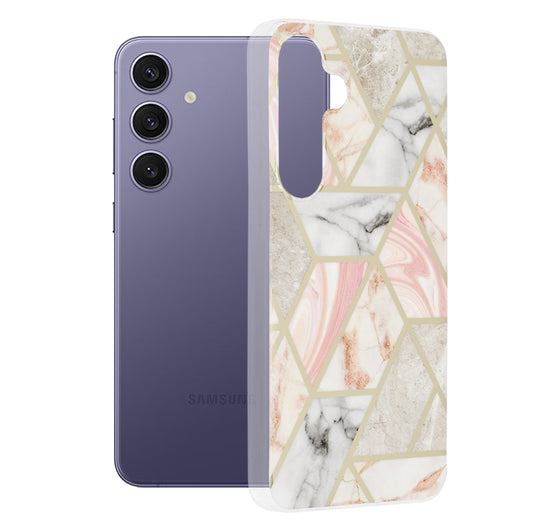 Kuori Samsung Galaxy S24+ S926:lle, Techsuit, Marble, Vaaleanpunainen