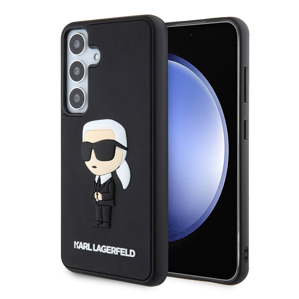 Kotelo Samsung Galaxy S24 S921:lle, Karl Lagerfeld, 3D Rubber Ikonik Karl, Musta