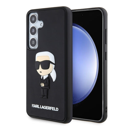 Kotelo Samsung Galaxy S24 S921:lle, Karl Lagerfeld, 3D Rubber Ikonik Karl, Musta