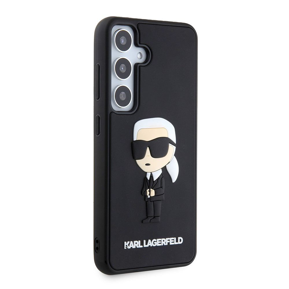 Kotelo Samsung Galaxy S24 S921:lle, Karl Lagerfeld, 3D Rubber Ikonik Karl, Musta